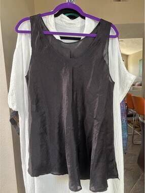 A True Vintage Piece: URU Black 100% Silk Sleeveless Top